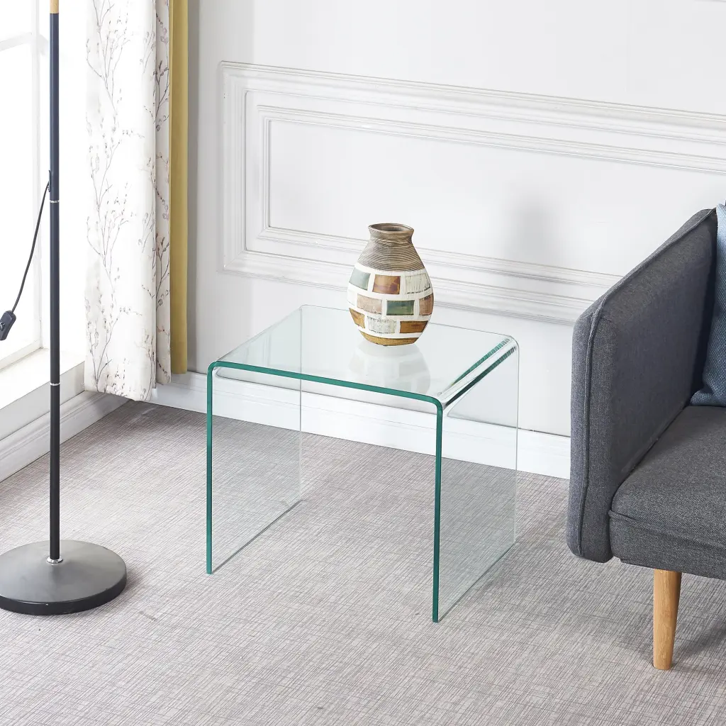Small Clear Glass Side End Table Tempered Glass Coffee Table rnb