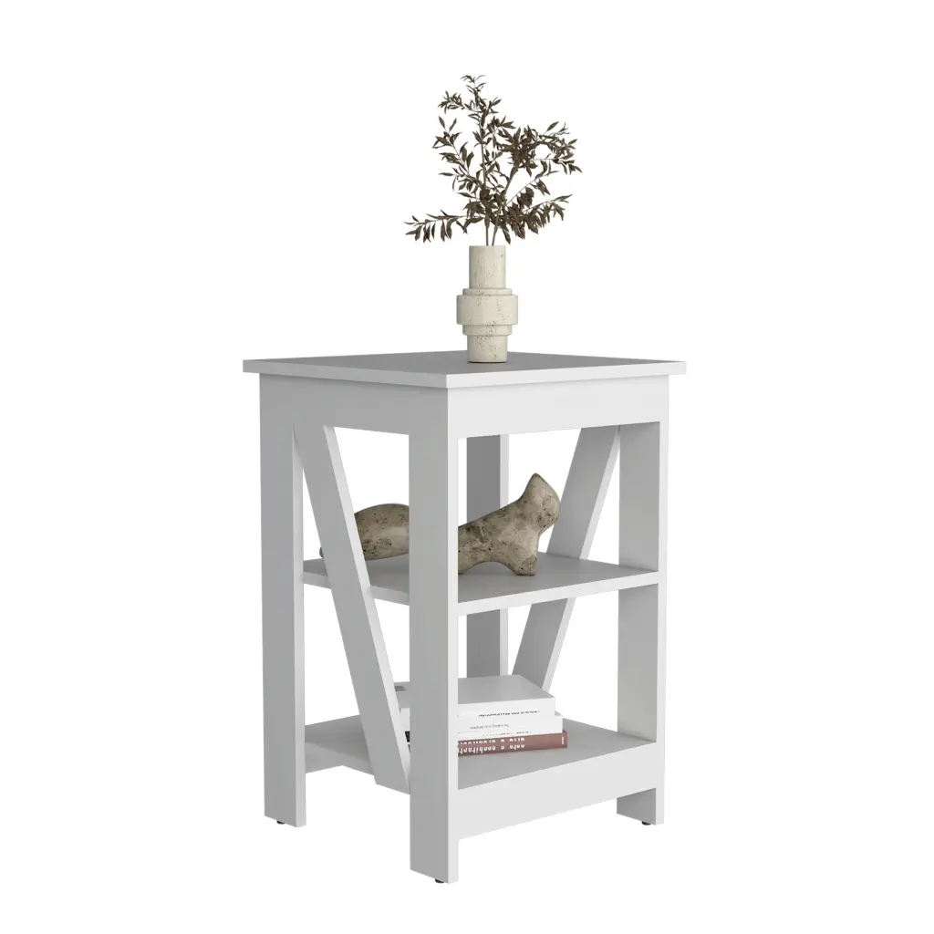 Taylor 3 Tier End Table Nightstand Side Table Small Space White rta mubles colombia
