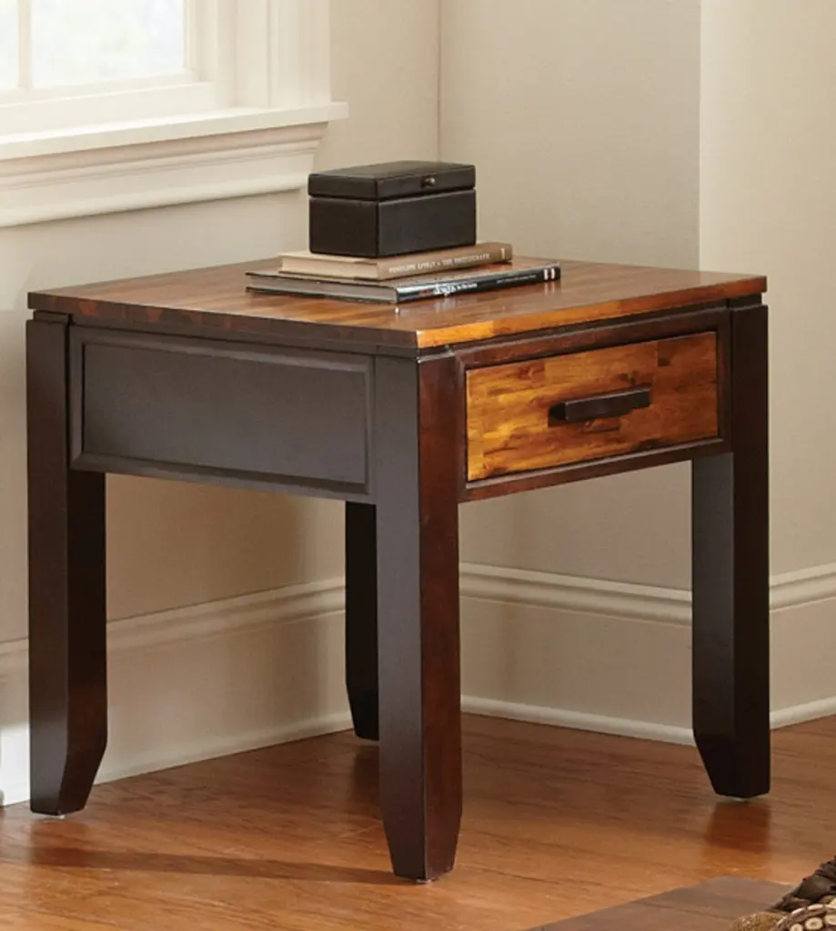 Abaco End Table Cherry Solid Wood and MDF Side Table Living Room steve silver furniture