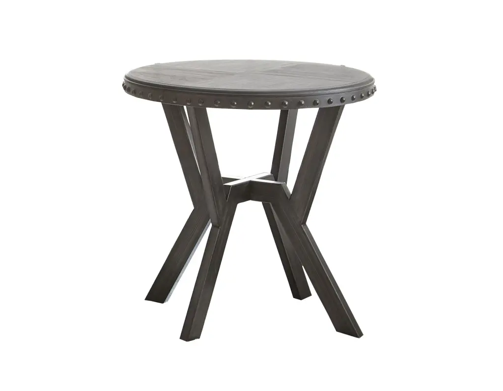 Alamo Round End Table Gray Wood Living Room Side Table steve silver furniture