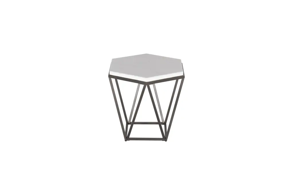 Corvus End Table Marble Top Hexagon Design White Modern Furniture steve silver furniture