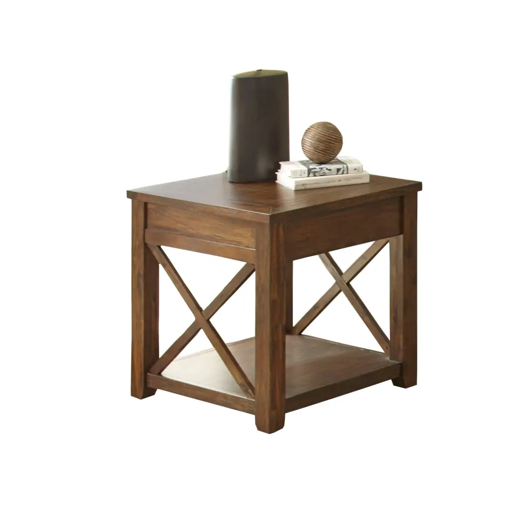 Lenka End Table Brown Wood Side Table Living Room steve silver furniture