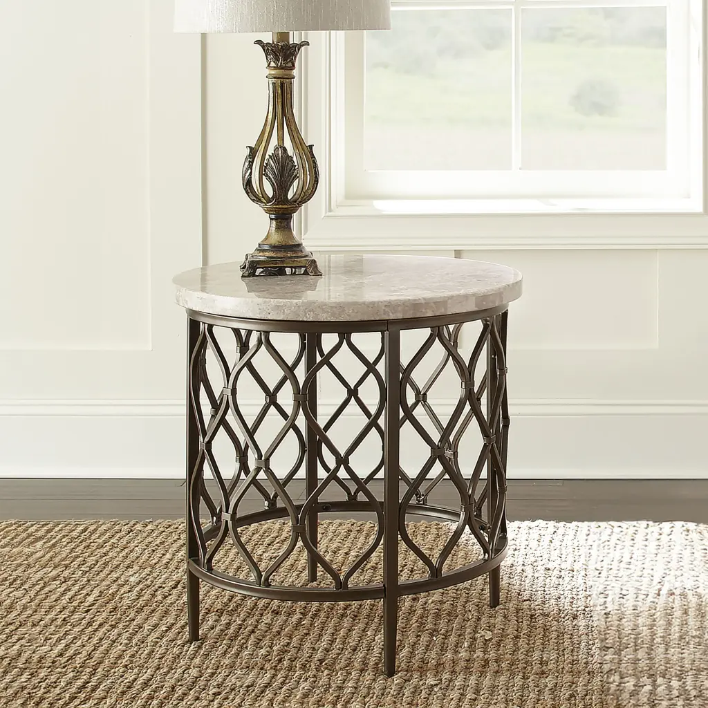 Roland End Table White White Marble Top Side Table Living Room Accent Table steve silver furniture