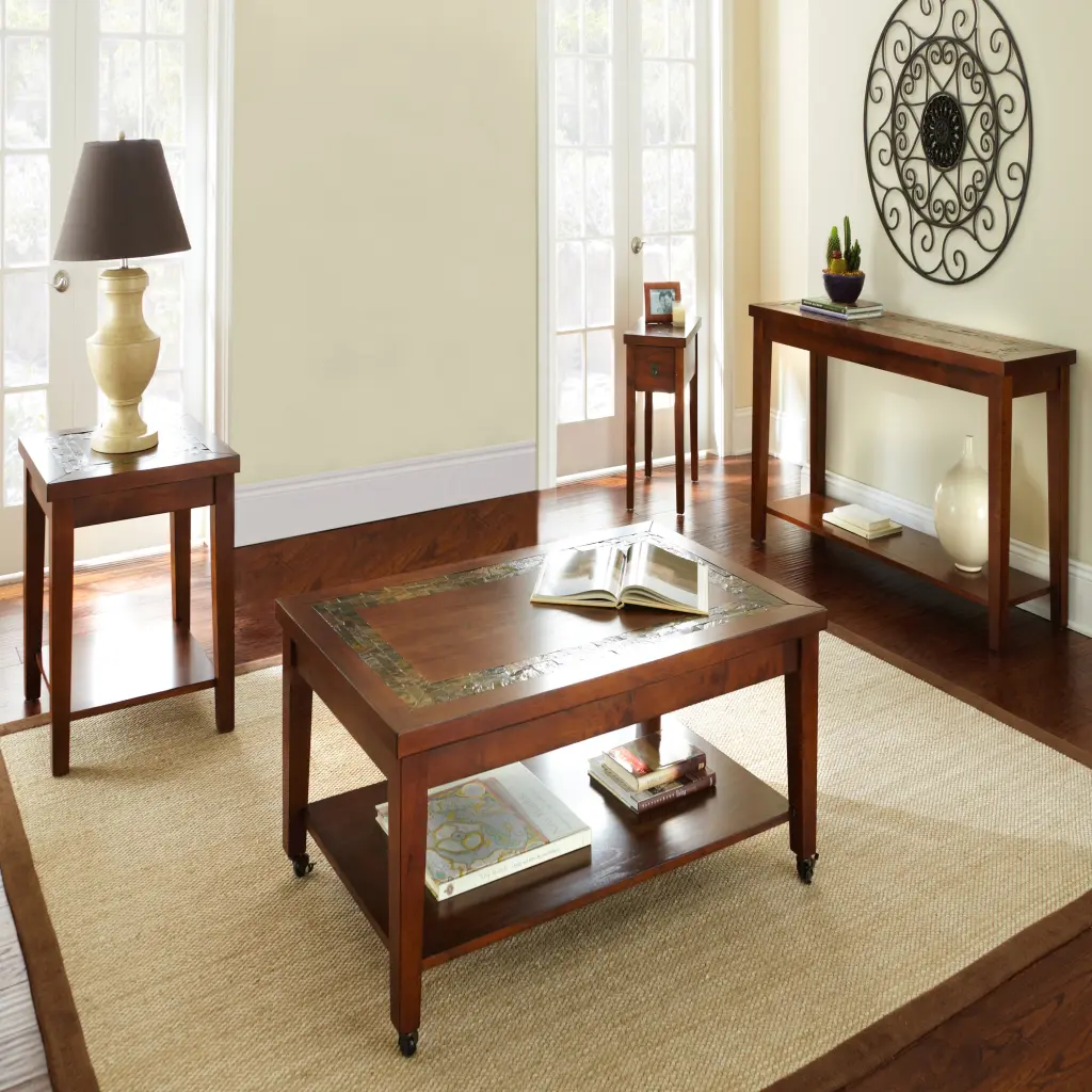 Timeless Chairside End Table Wooden Design Classic Rich Appearance steve silver furniture