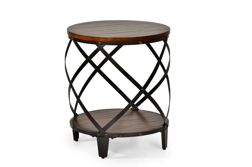 Winston Round End Table Brown Iron Accent Table Living Room steve silver furniture