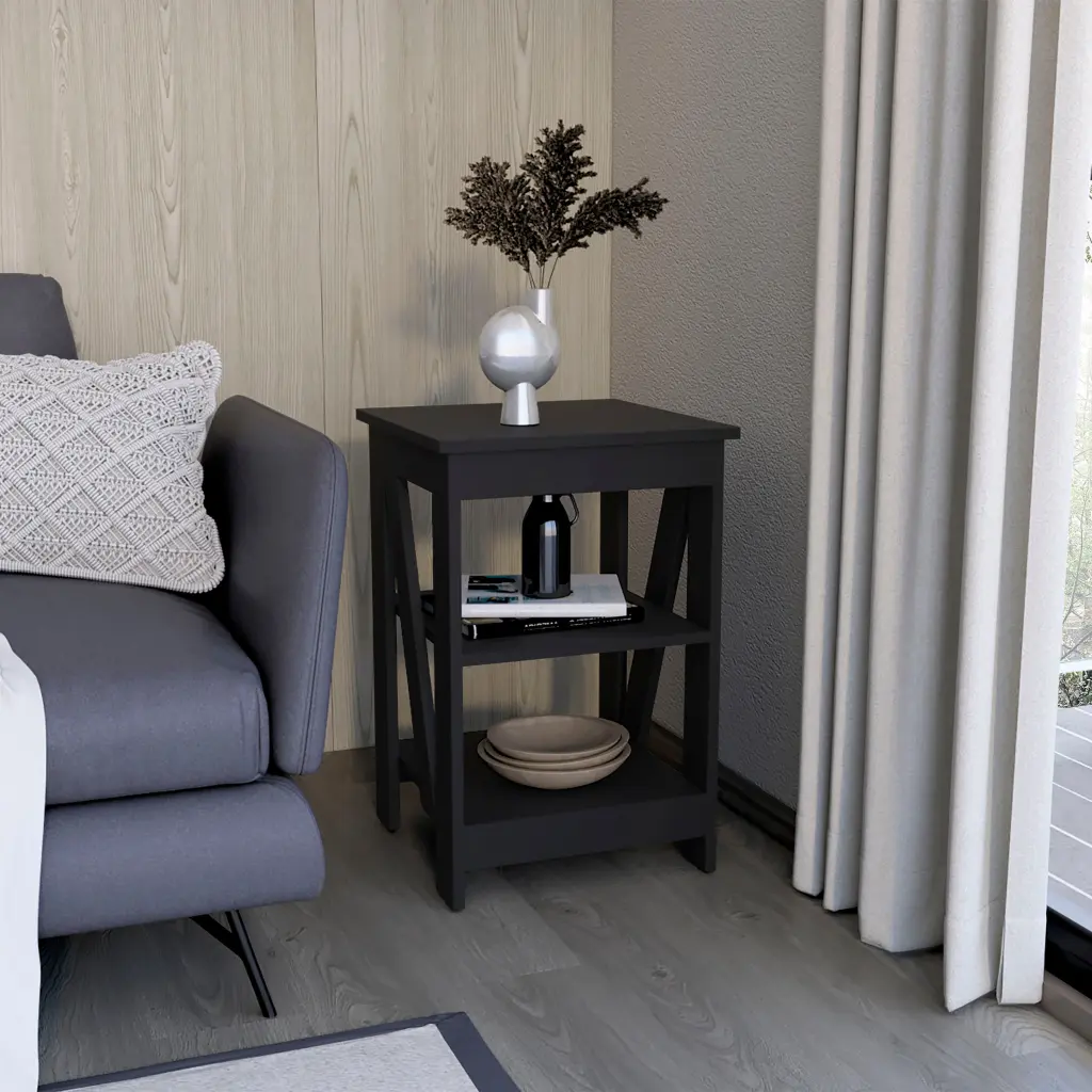 Taylor End Table Side Table Nightstand 3 Tier Storage Shelf Sofa Table tuhome