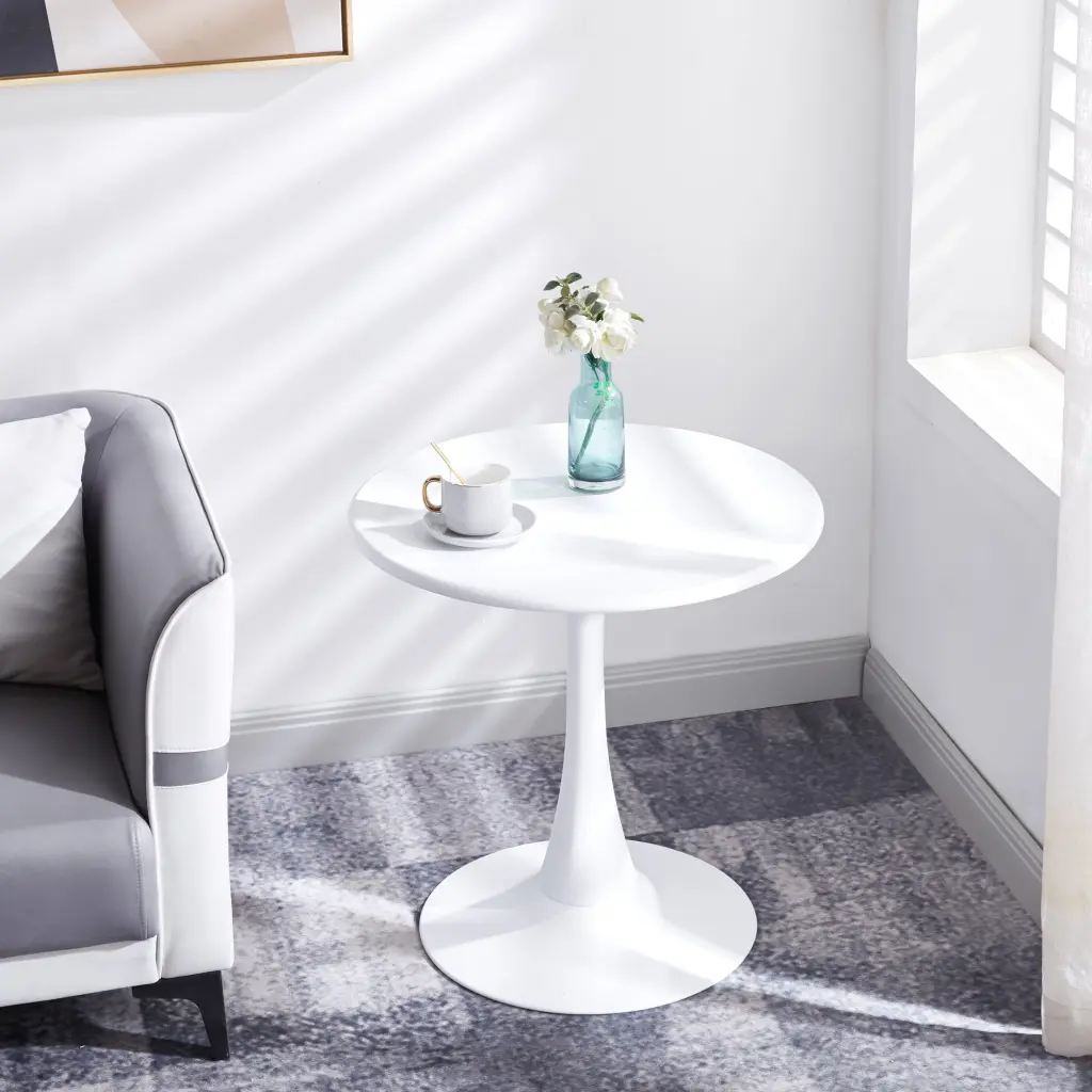 Modern 23.6 Diameter Solid Metal Base White Round End Table w1241 artisan furniture
