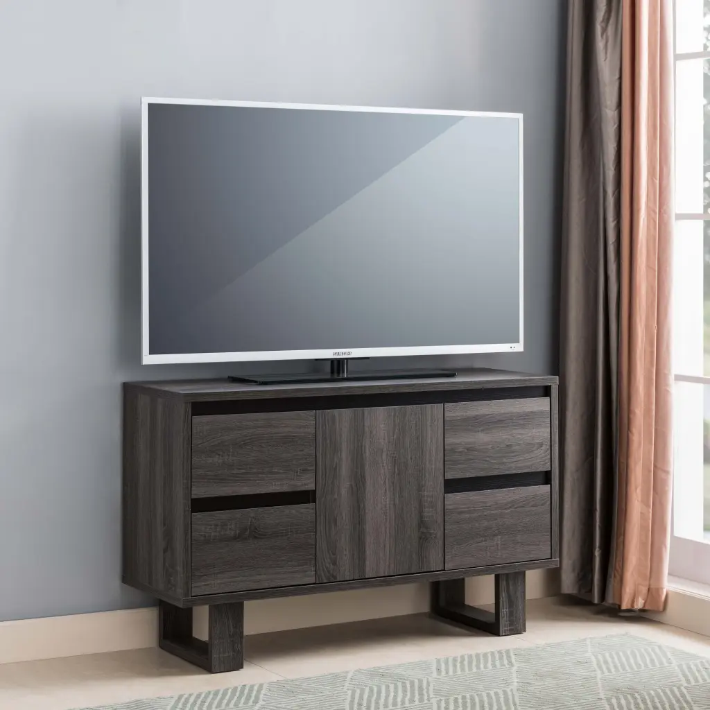 Media Center Cabinet TV Stand 4 Storage Drawers and Center Shelf Living Room id international- inc.