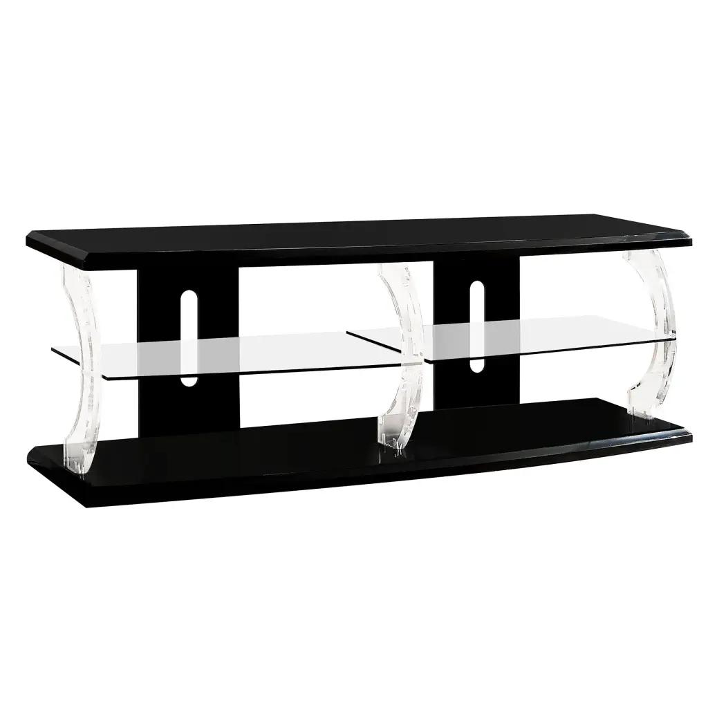 60 Inch Modern TV Media Entertainment Center Acrylic Posts and Glass royal hampton