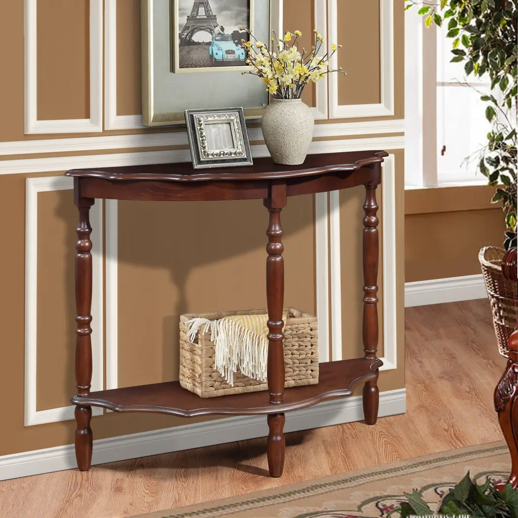 42 Inch Retro Circular Curved Half Moon Console Table Cloud Design power growth furniture