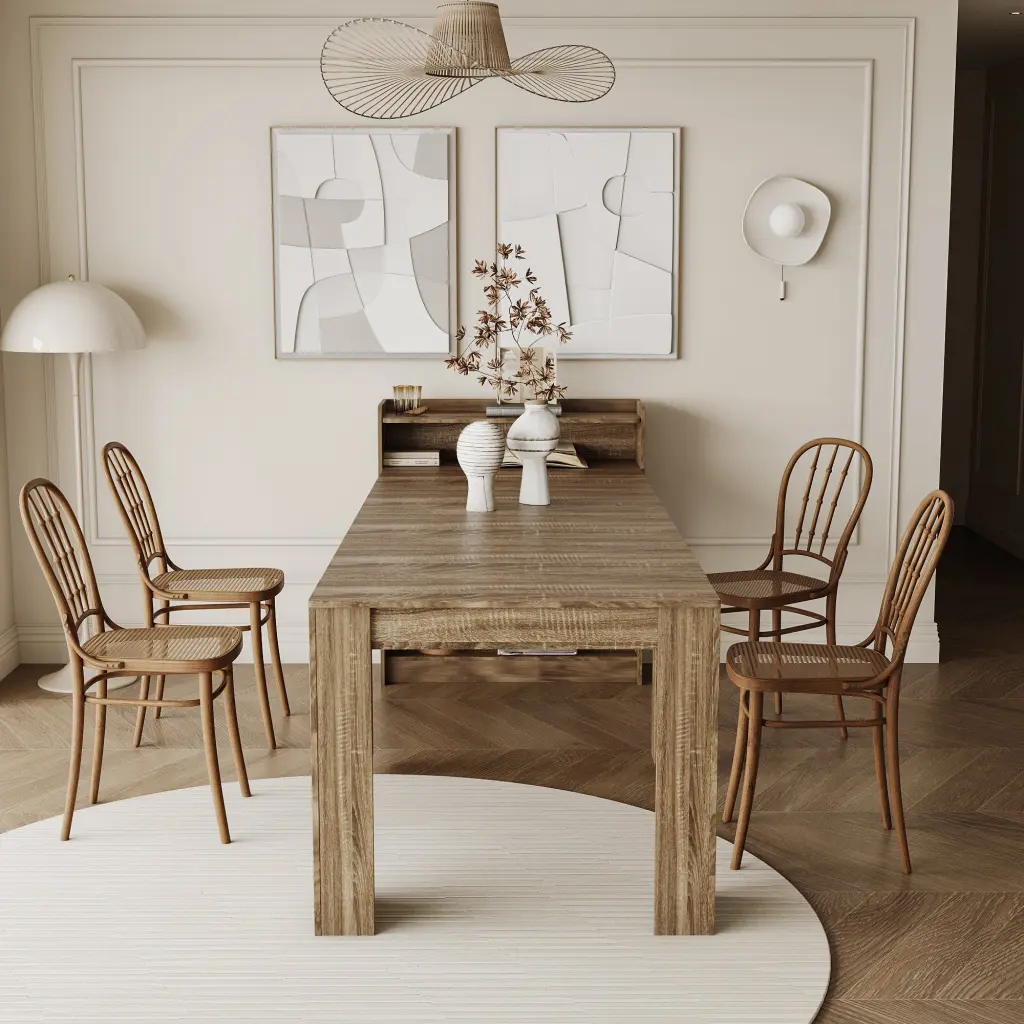Modern Extendable Dining Table Storage Barnwood MDF Small Spaces shouguang simaite trade co.ltd