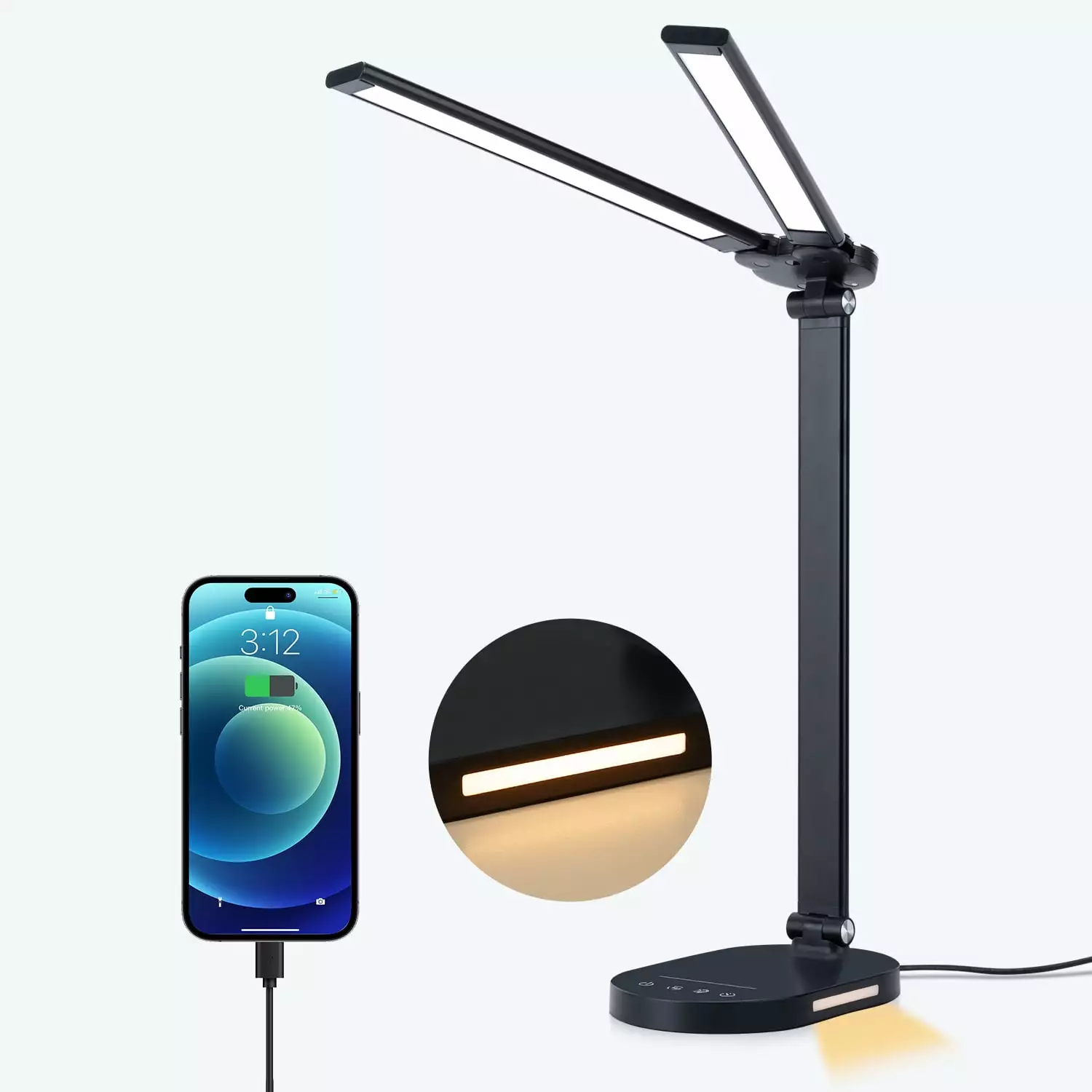 Soilsiu Bright LED Architect Desk Lamp USB Port and Timer Home Office and Study