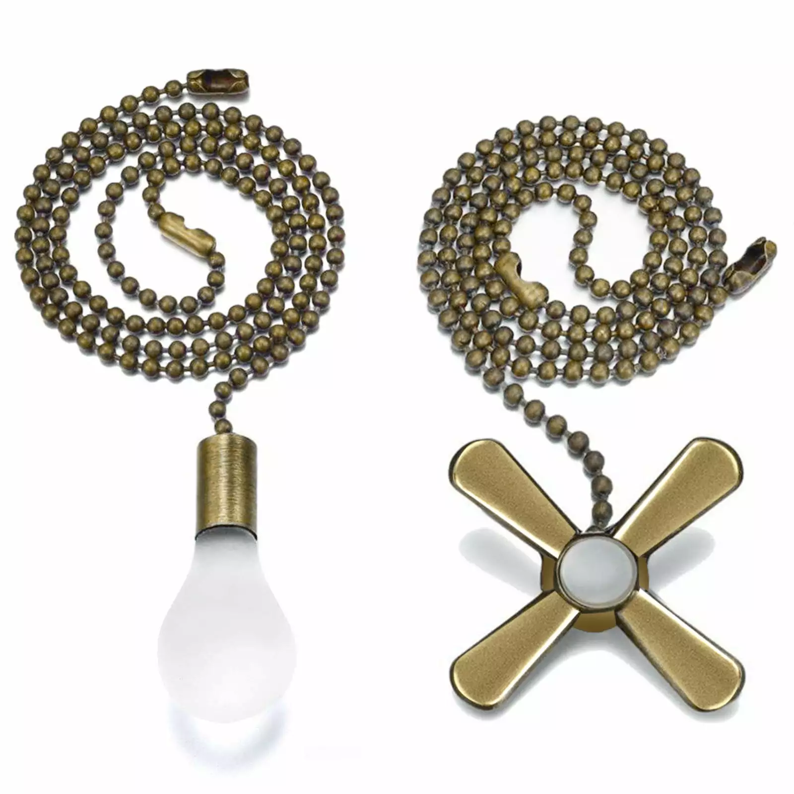 2pcs Ceiling Fan Pull Chain Set 12 Beaded Ball Extension Chains Fan Cord Extender