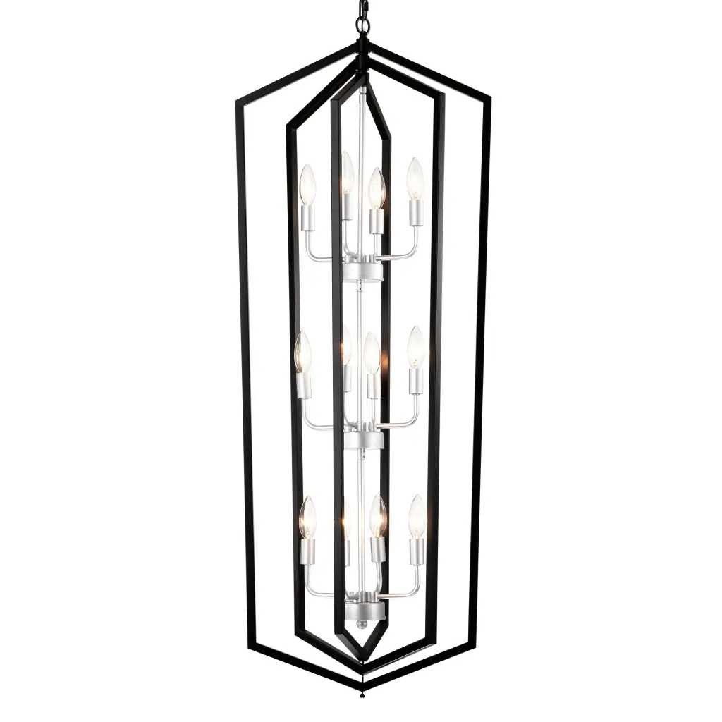 12 Light Farmhouse Kitchen Chandeliers Matte Black And Silver Vintage hengermei