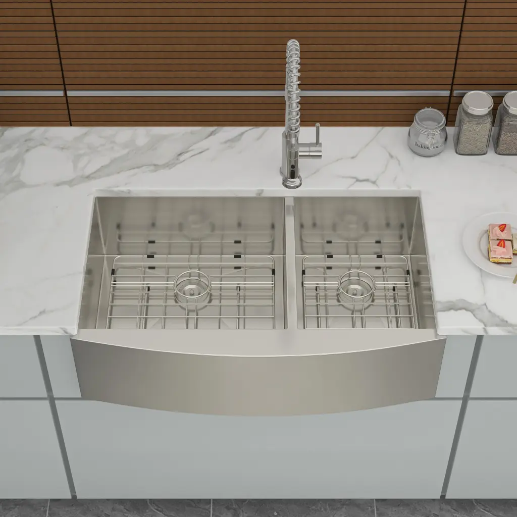 Double Bowl Farmhouse Sink 33X20 Inch Stainless Steel Undermount lordear