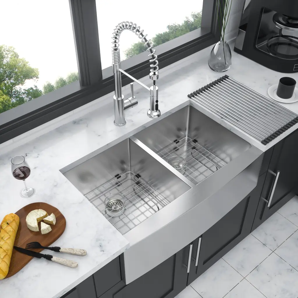 Double Bowl 50 50 Farmhouse Sink 36x21x10 Stainless Steel Apron Front lordear