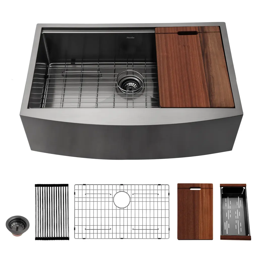 33 Inch Black Farmhouse Sink 33 X 22 Inches Apron Front Workstation Gunmetal lordear
