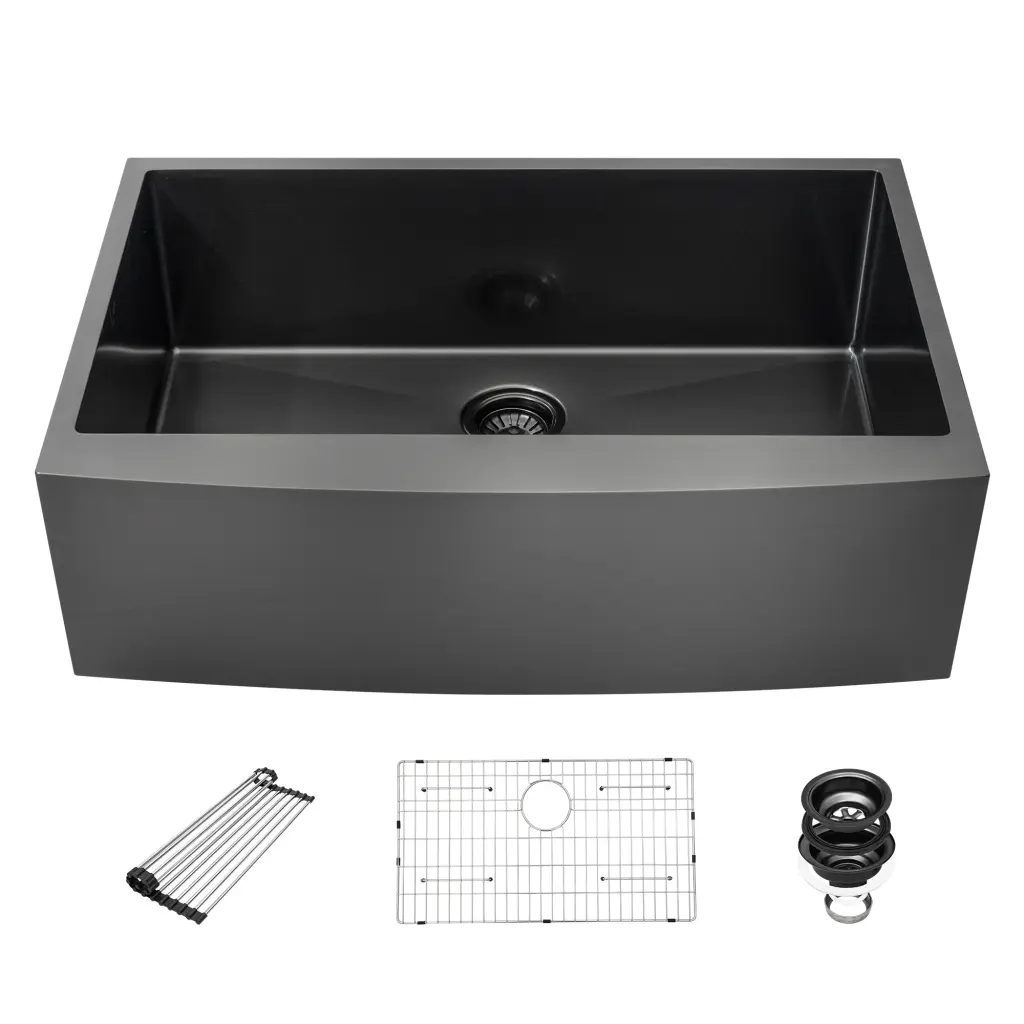 30 Inch Black Farmhouse Sink Stainless Steel Apron Front Kitchen lordear