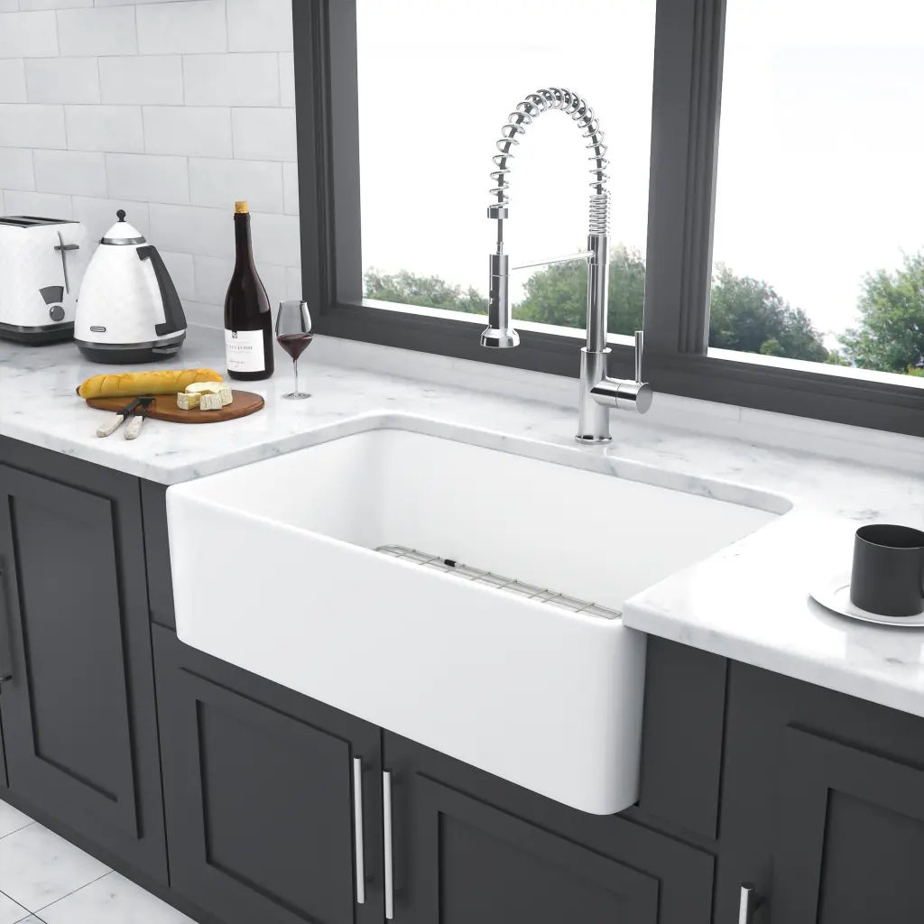 33 White Farmhouse Sink 33 Inch Kitchen Sink Apron Front Ceramic Single Bowl lordear