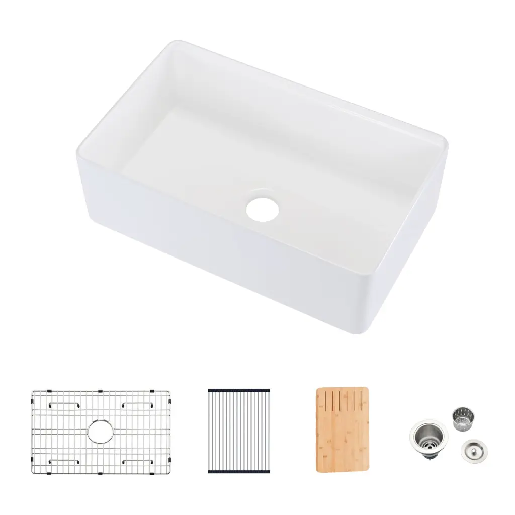 33 Inch Fireclay Farmhouse Kitchen Sink Workstation Accessories whale