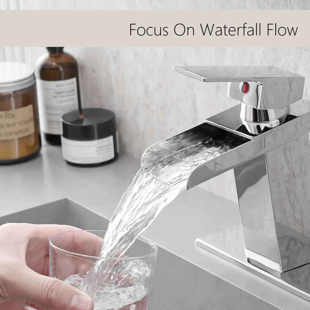 Waterfall Chrome Bathroom Sink Faucet Deck Plate flg