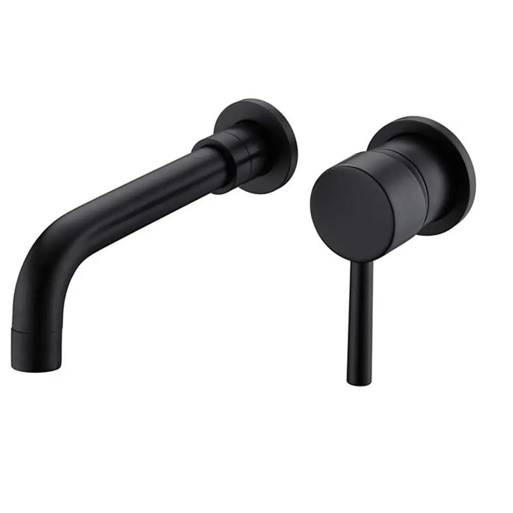 Wall Mount Single Handle Bathroom Faucet Matte Black Brass mexile