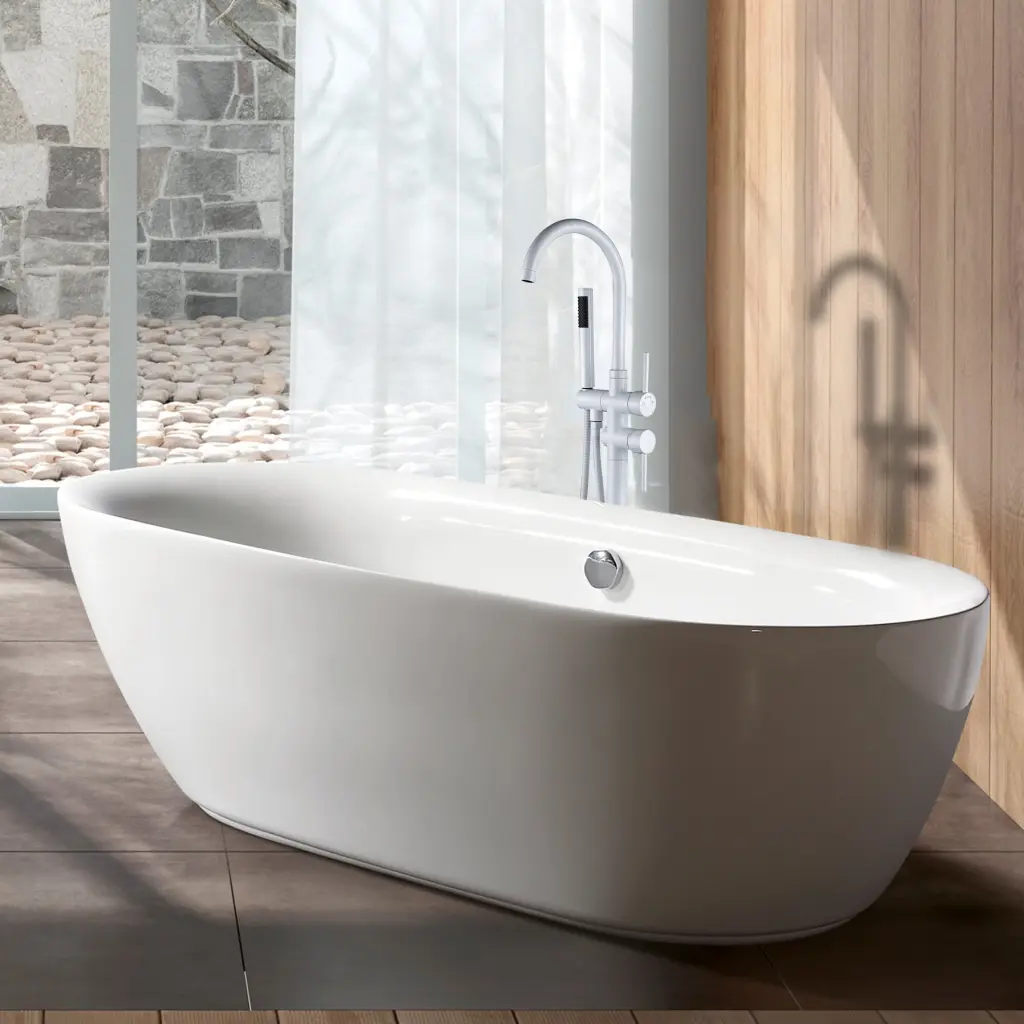 Freestanding Faucet Natural Metal Finish Modern Kitchen or Bathroom topcraft