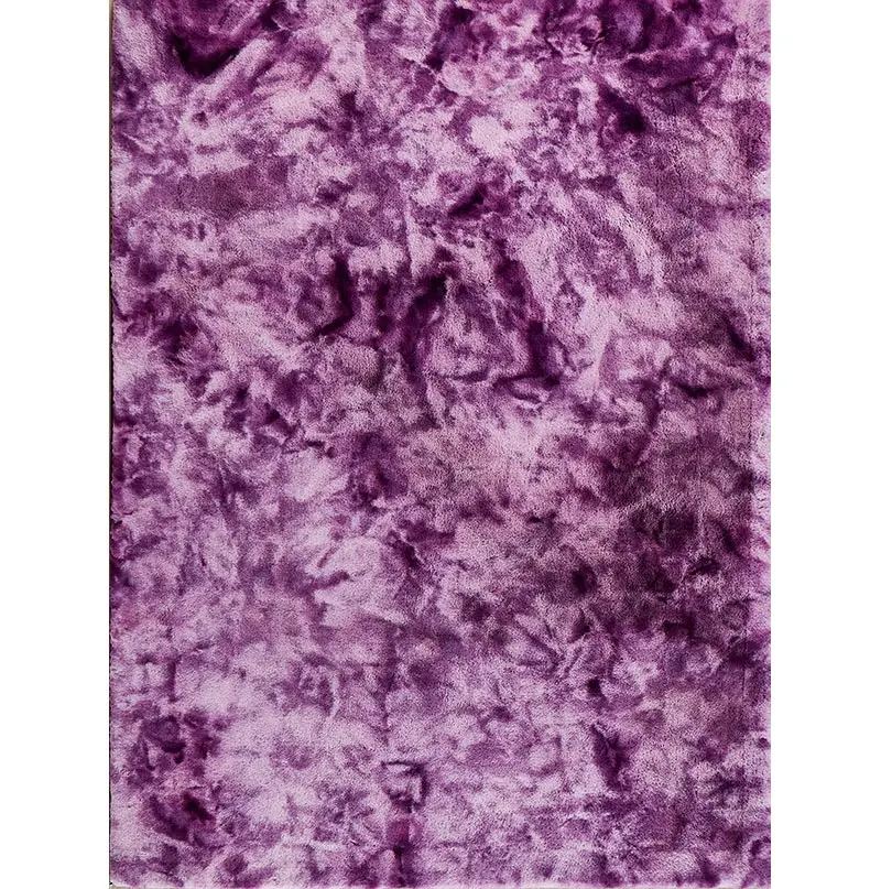 Lily Premium Chinchilla Faux Fur Rectangular Area Rug Purple furnings