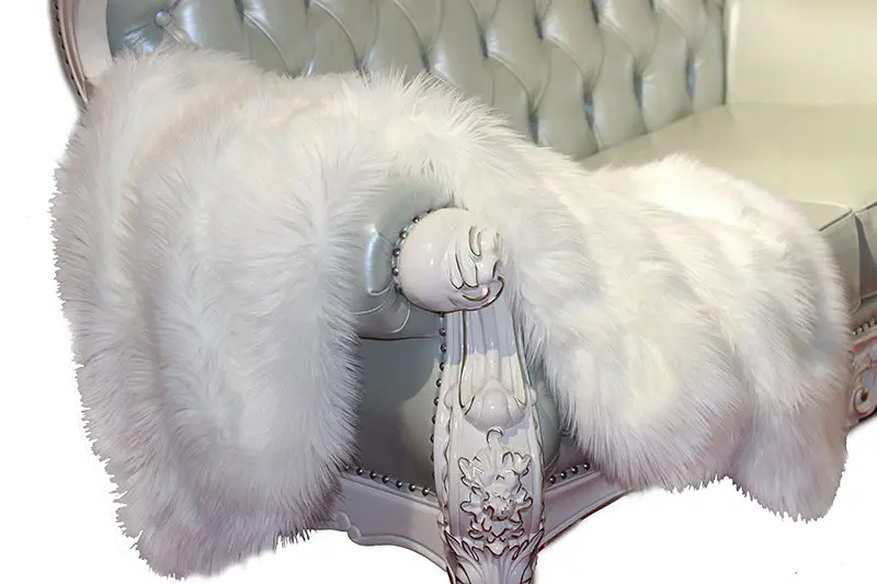 Premium Decorative Faux Fur Throw White 50 Inch X 60 Inch Soft Blanket furnings