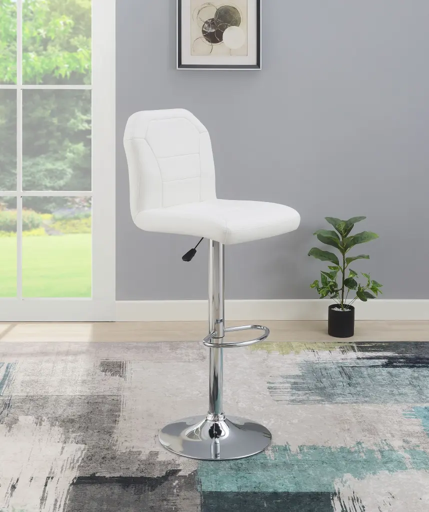 Bar Stool Black Faux Leather White Faux Leather poundex
