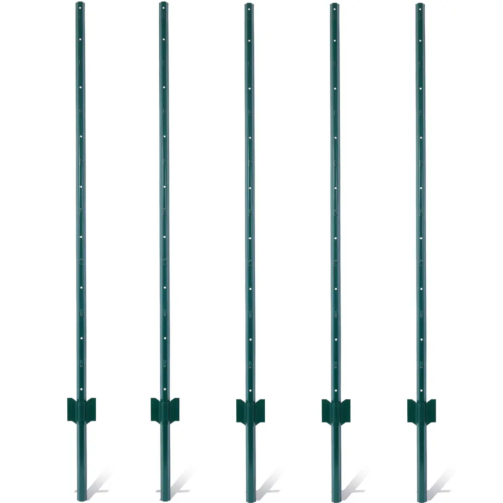 5 Feet Heavy Duty Metal Fence Post U Channel 5 Pack Garden and Yard g-h