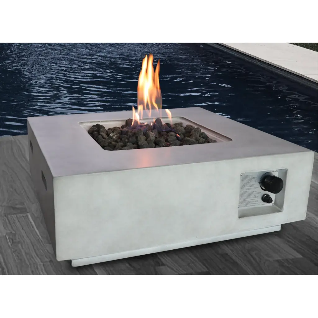 Fiber Reinforced Concrete Propane Natural Gas Fire Pit Table Gray Outdoor lsi patio furniture