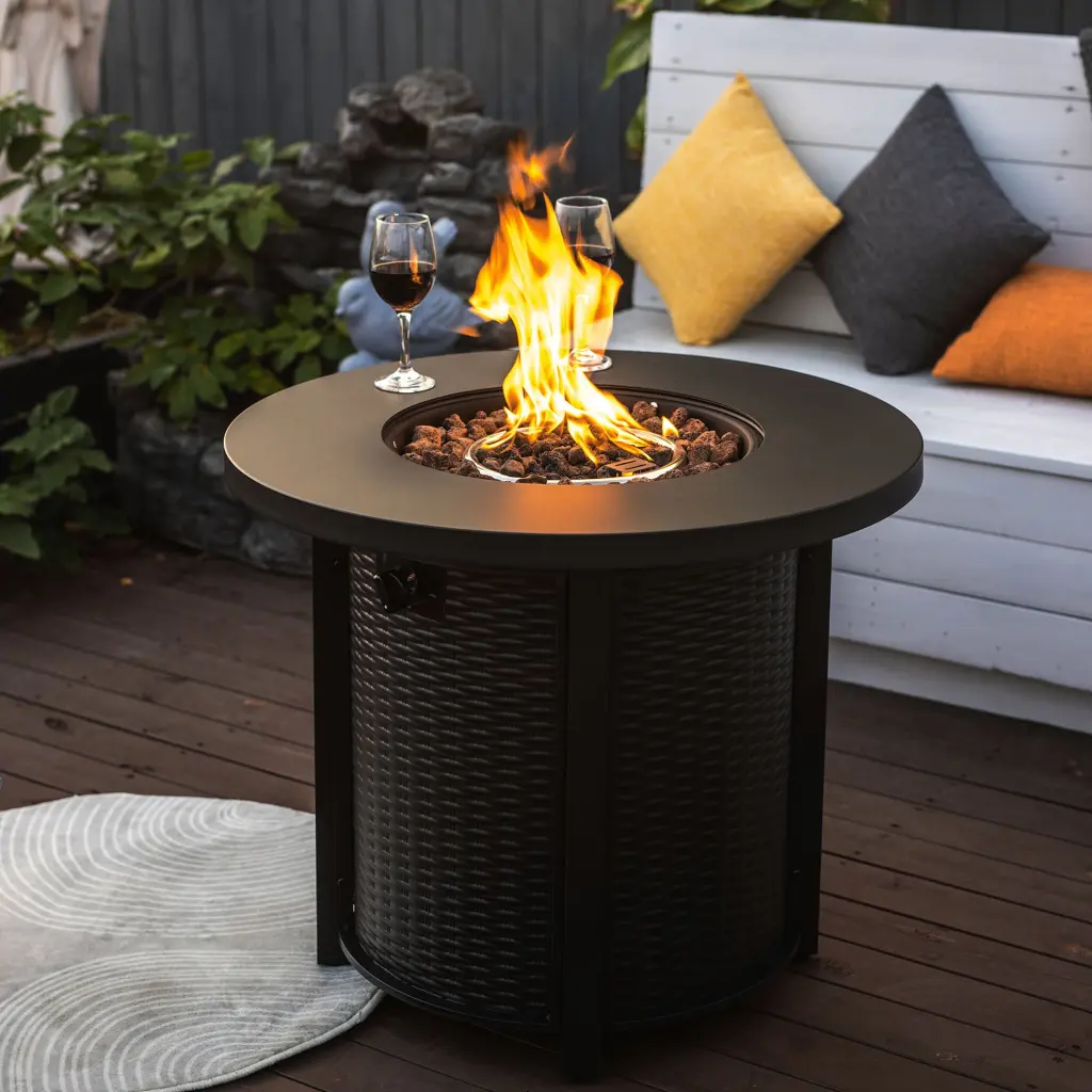 30 Inch Propane Round Fire Table 40000 BTU Fire Pit Outdoor Patio rnb