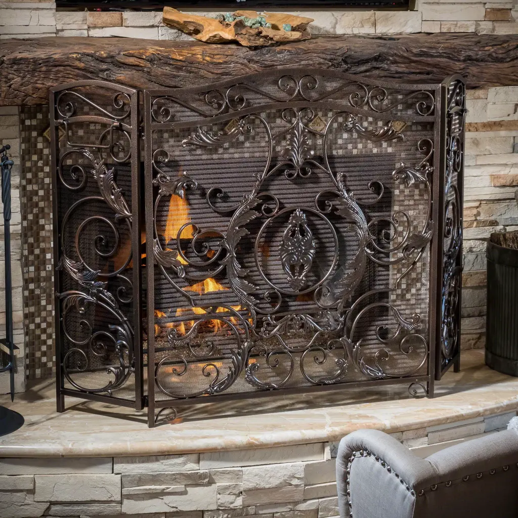 Waterbury Black Fireplace Screen American Traditional Living Room Decor nh-homeliving-can