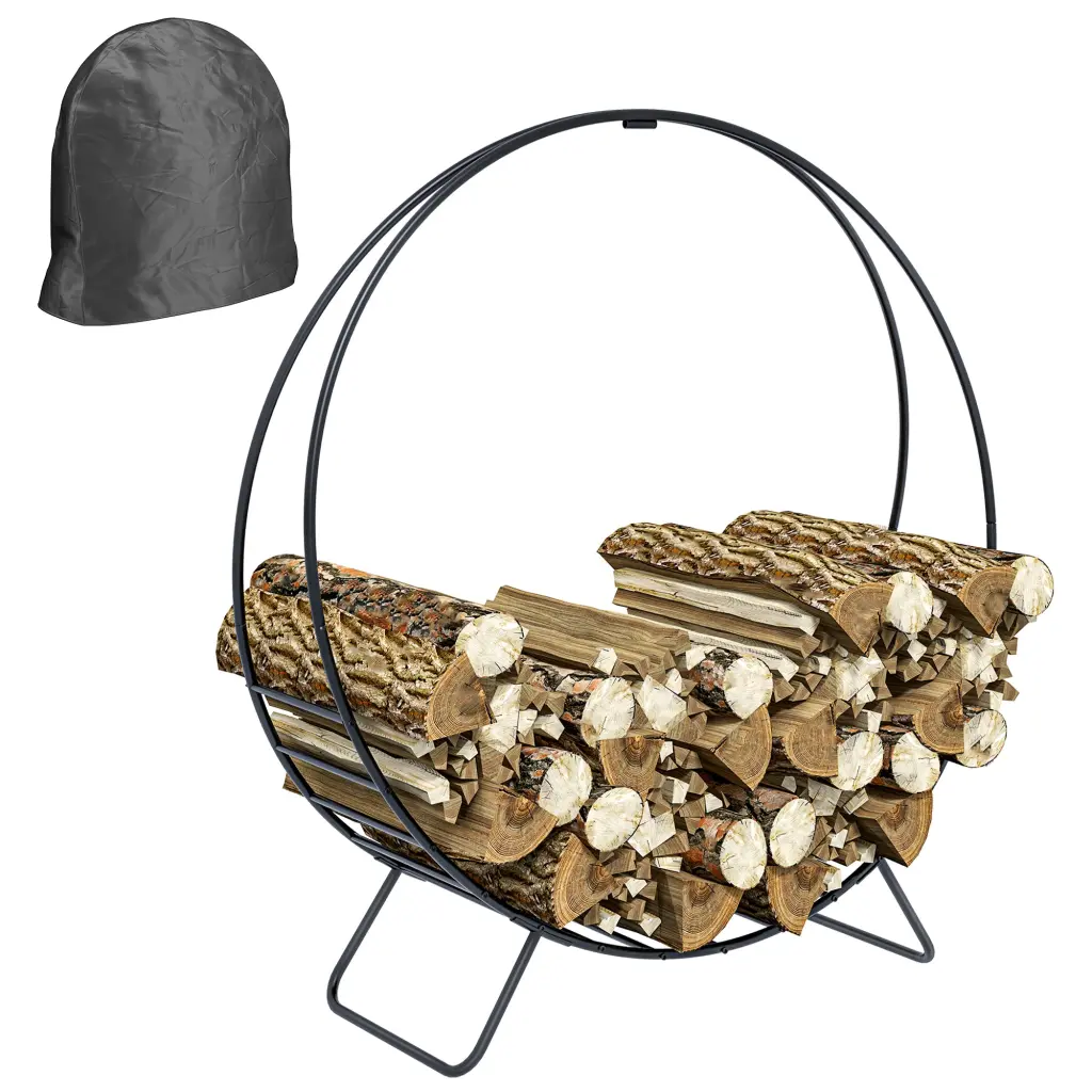 Outsunny 40 Inch Firewood Rack Zipper Cover, Waterproof Firewood Storage - Outdoor Wood Holder aosom business