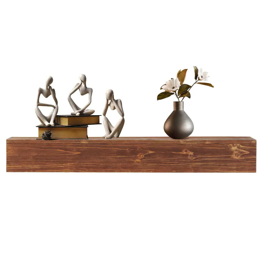48 Inch Rustic Wood Fireplace Mantel Wall Mounted Floating Shelf Home Decor droad