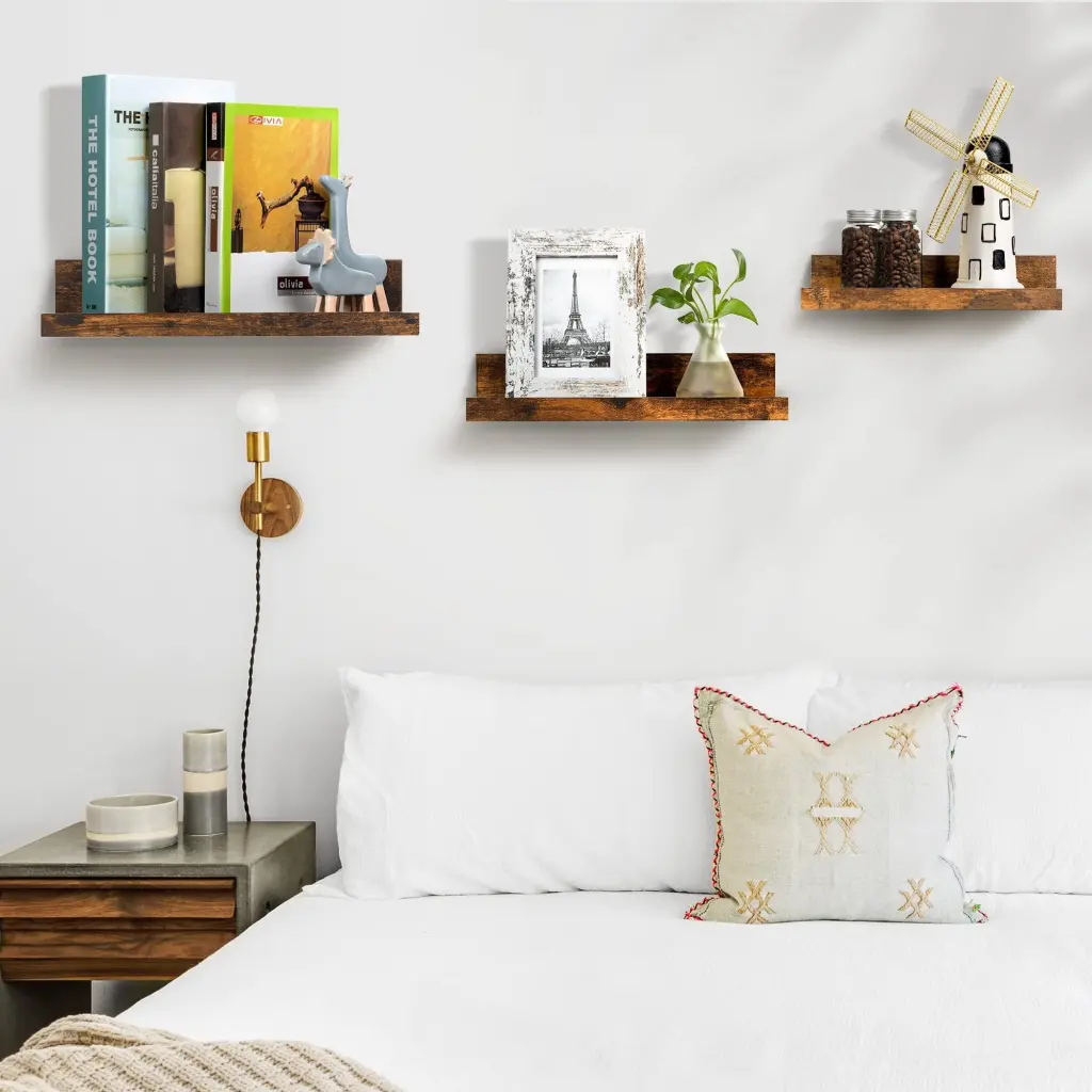 Floating Shelves Wall Decor Storage Wall Shelves Set 5 Rustic Wooden Shelving Unit w2181