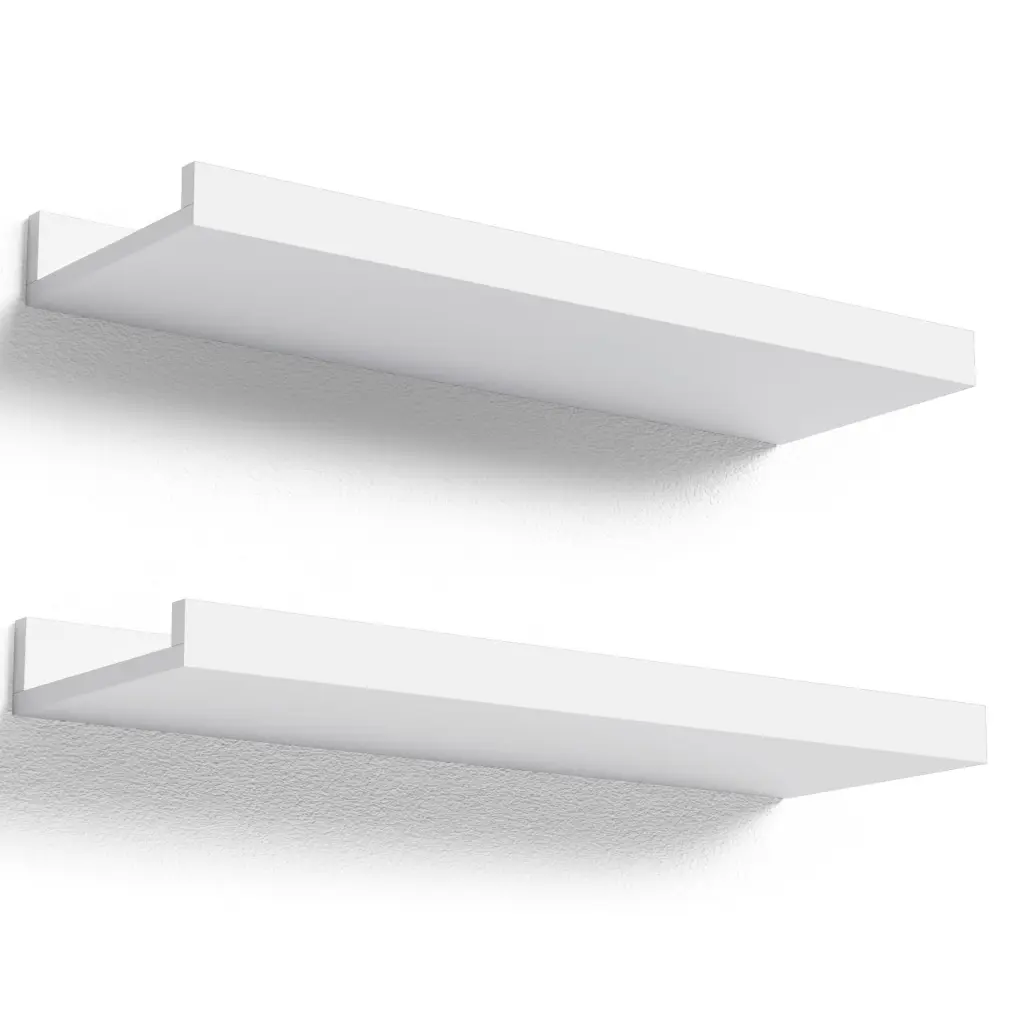 Floating Shelves Wall Mounted Set 2 Modern White Shelves Room Decor w2181