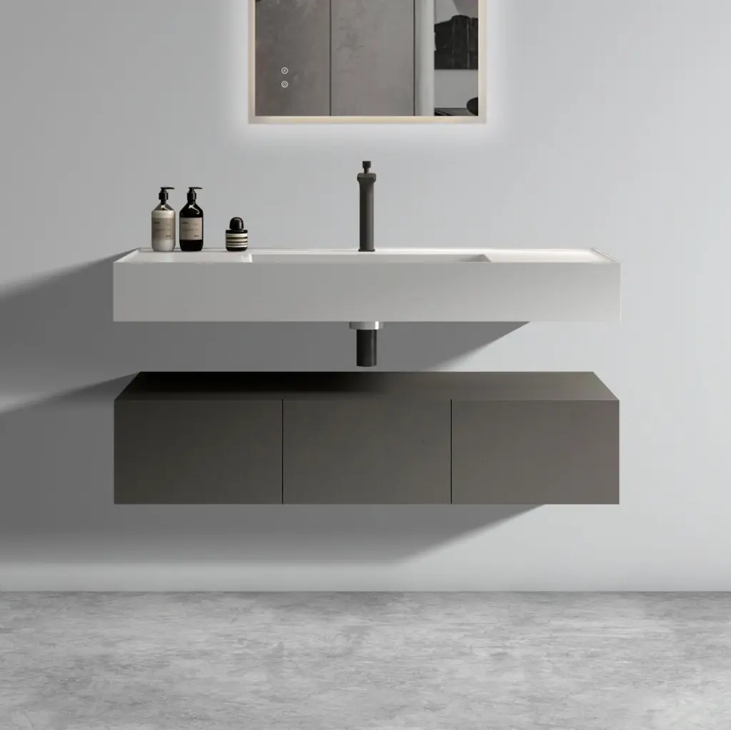 U064 Flora48W 102 Floating Bathroom Sink Storage Cabinet Space Saving Design abay home