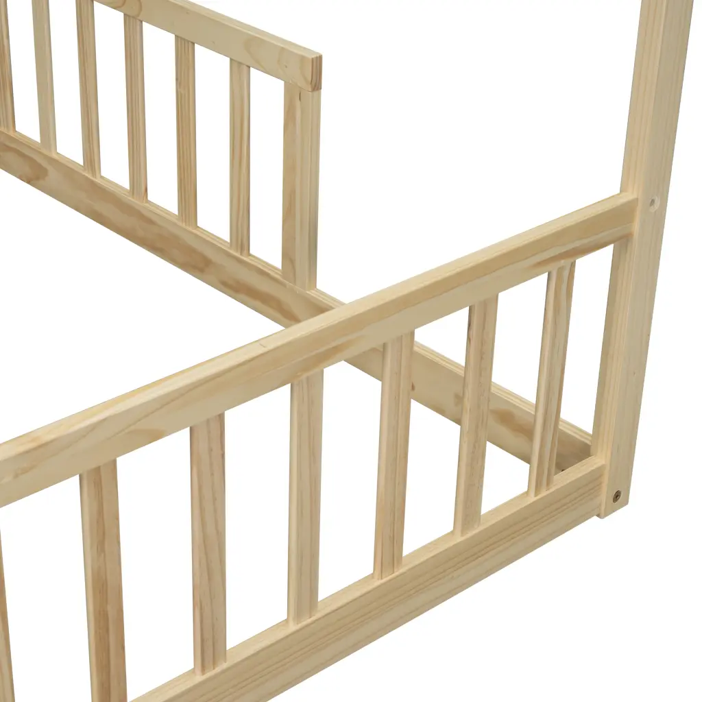 Double Twin Houtilize Style Floor Bed Fence Guardrails No Door inspirit