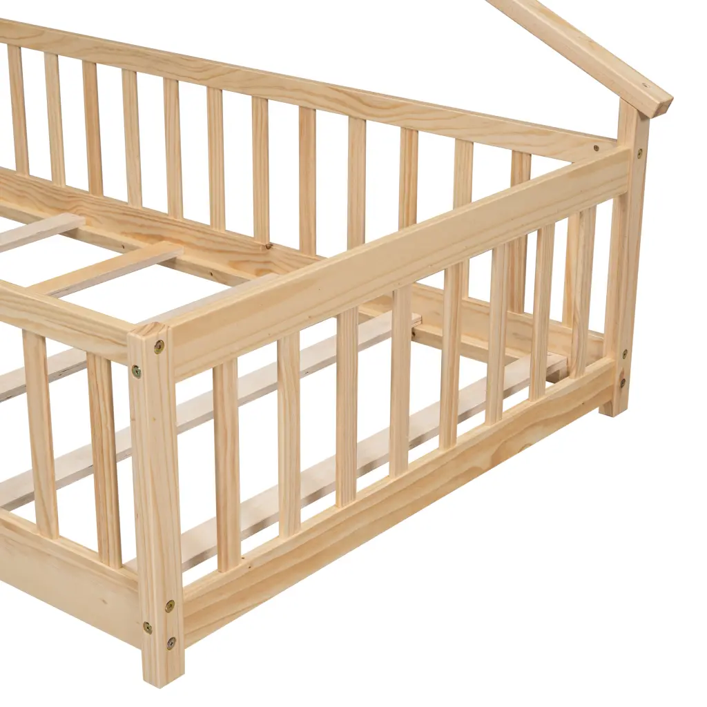 Twin Houtilize Floor Bed Guardrails and Storage Door inspirit