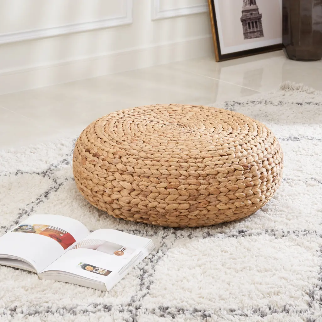 Ludmila Water Hyacinth Woven Tatami Floor Cushion Zen Meditation sol