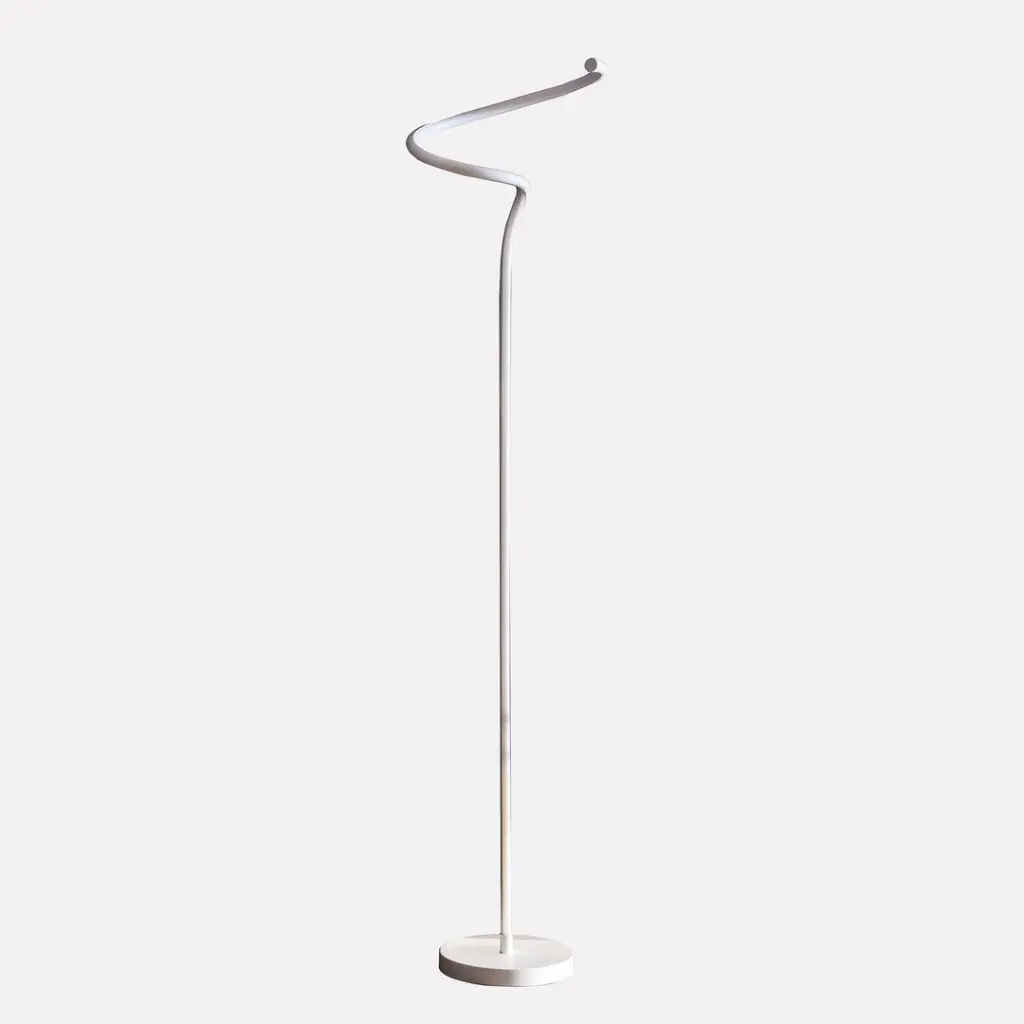 52.5 Inch Led Matte White Curvilinear S Curve Spiral Tube Angled Floor Lamp Modern Lighting california home