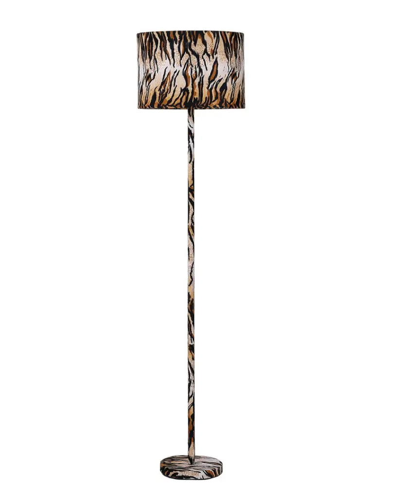 59 Inch Faux Suede Tiger Print Floor Lamp Tiger Metal Finish california home