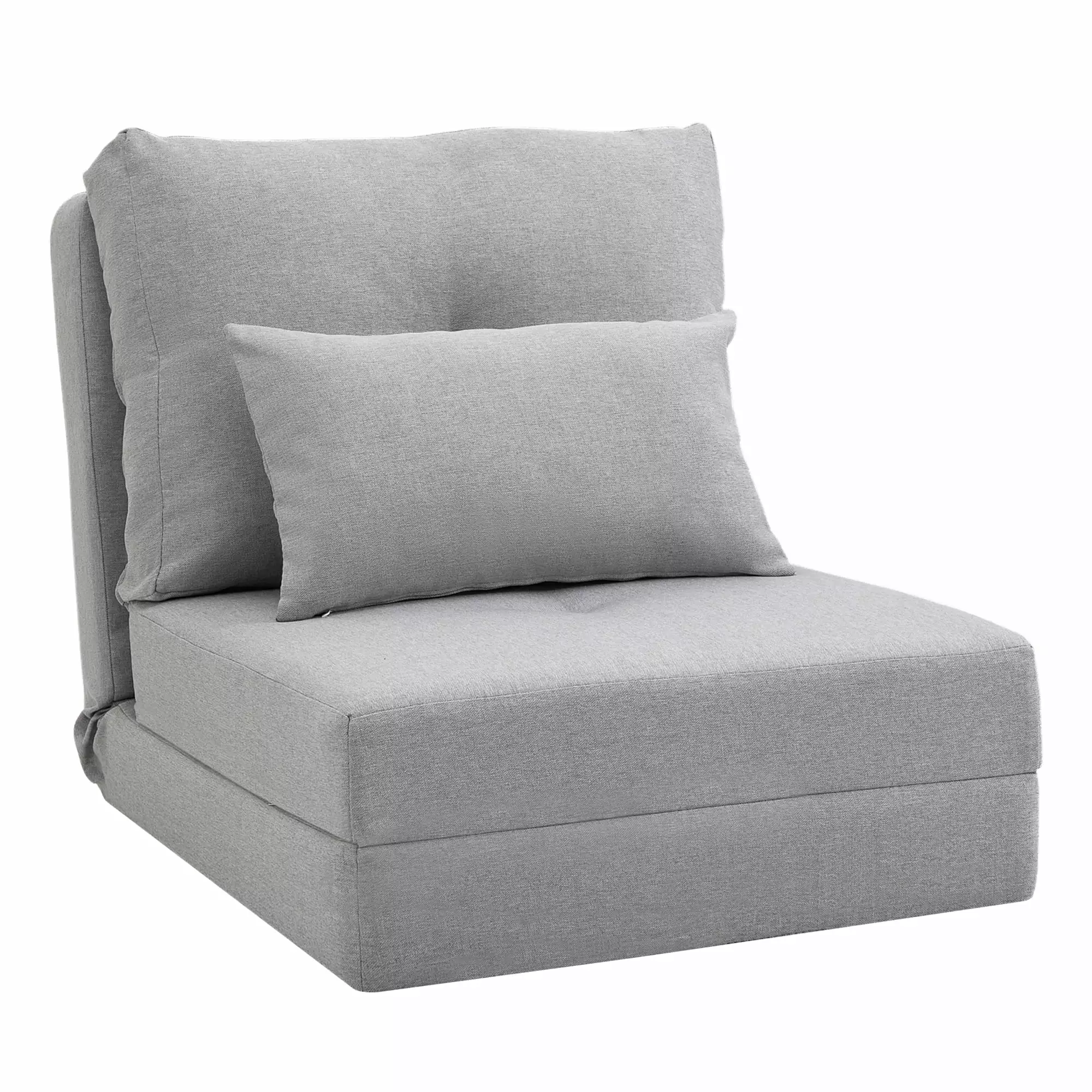 Convertible Flip Floor Chair & Sleeper Bed, Adjustable Lazy Sofa Lounger Pillows Living Room, Light Grey Jamini