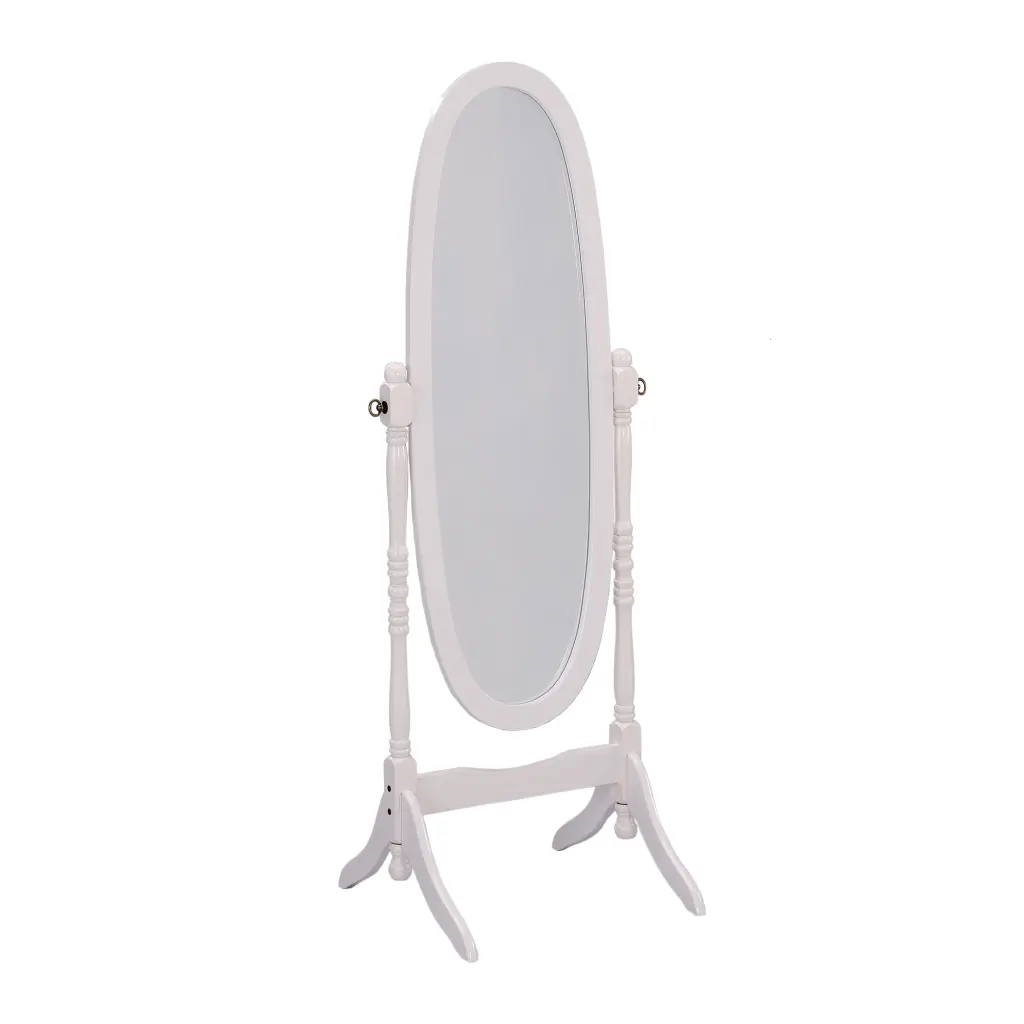 59.25 Inch Tall Standing Wooden Floor Mirror White Finish Oval Influence Full Length Mirror california home