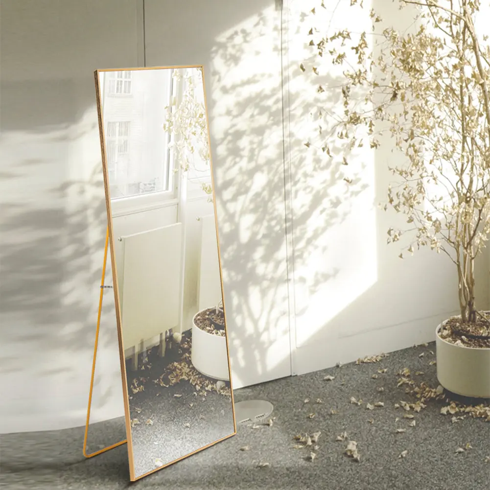 Tempered Mirror 59 X 16 Tall Full Length Mirror Stand Gold Wall Mirror love flying