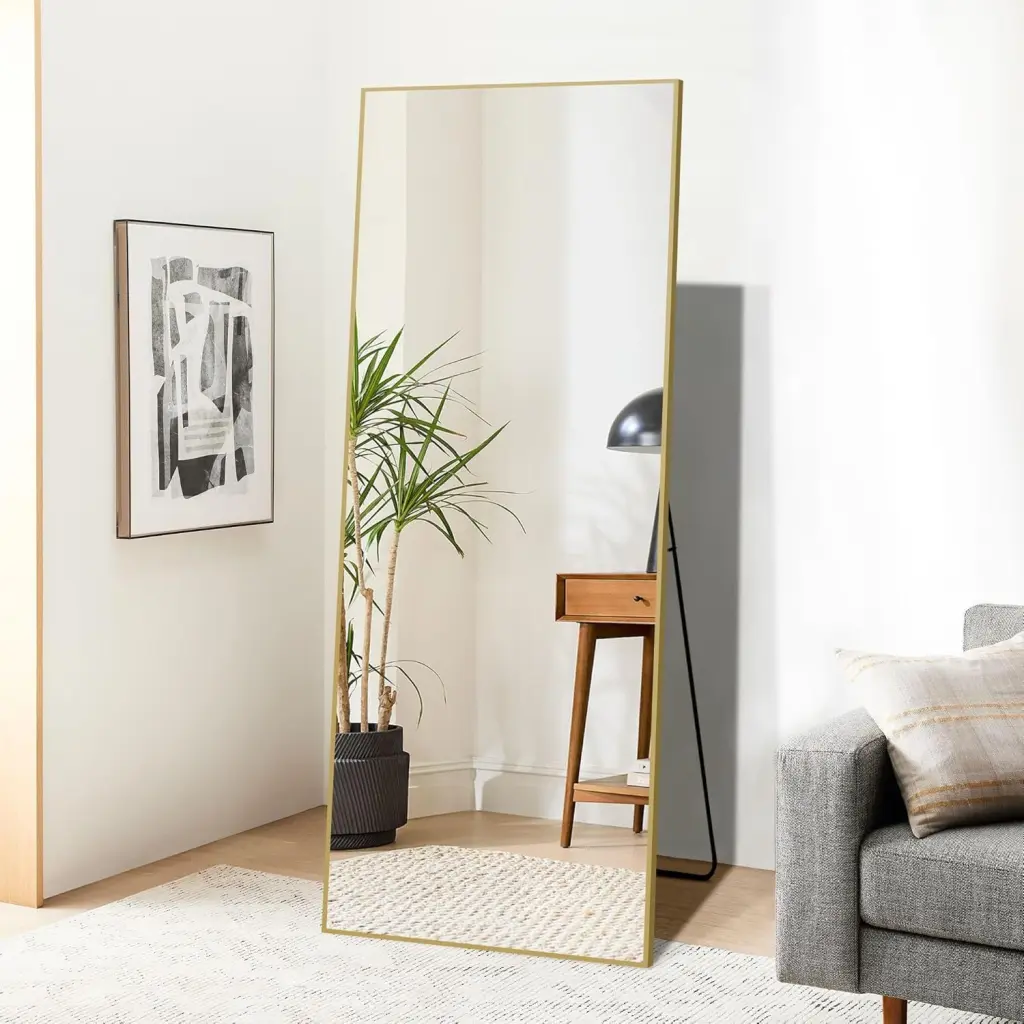Olonm 64X21 Inch Full Length Mirror Aluminum Alloy Frame Floor Mirror Bedroom t2956