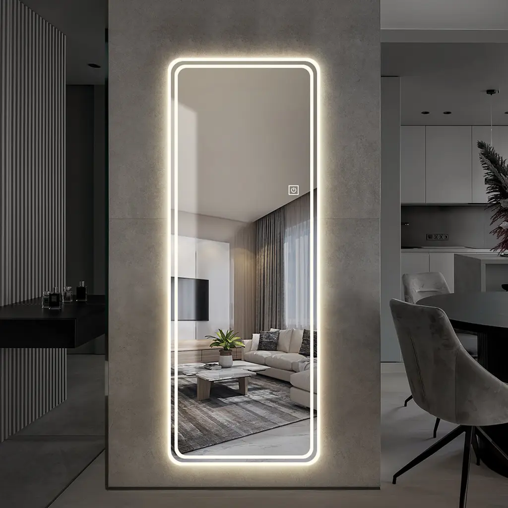 65x24 Inches Full Length Floor Mirror LED Wall Mounted Body Mirror w2071