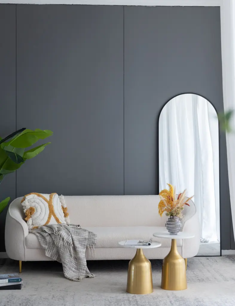 Celine Black Arch Body Mirror 28X1X74 Inches Black Iron Full Length Floor Mirror w2078